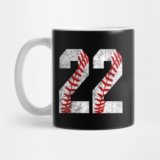 Vintage #22 Baseball Laces Baseball Mom Jersey Love Baseball T-shirt Mug